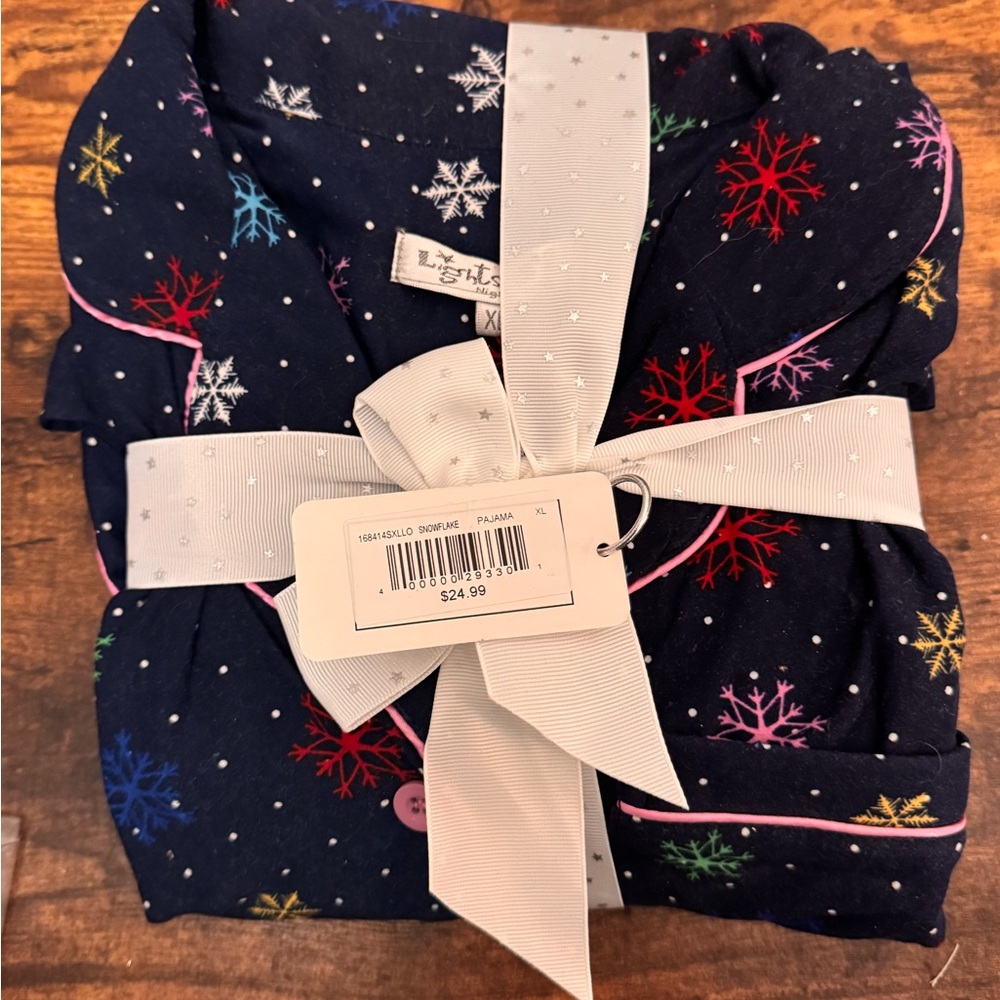 Festive Blue and Red Pajamas with Snowflake Design